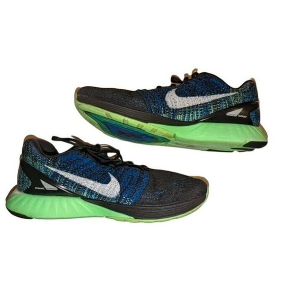 Nike Mens Lunarglide 7 747355-005 Black Blue Running Shoes Lace Up Size 11 - Picture 2 of 7